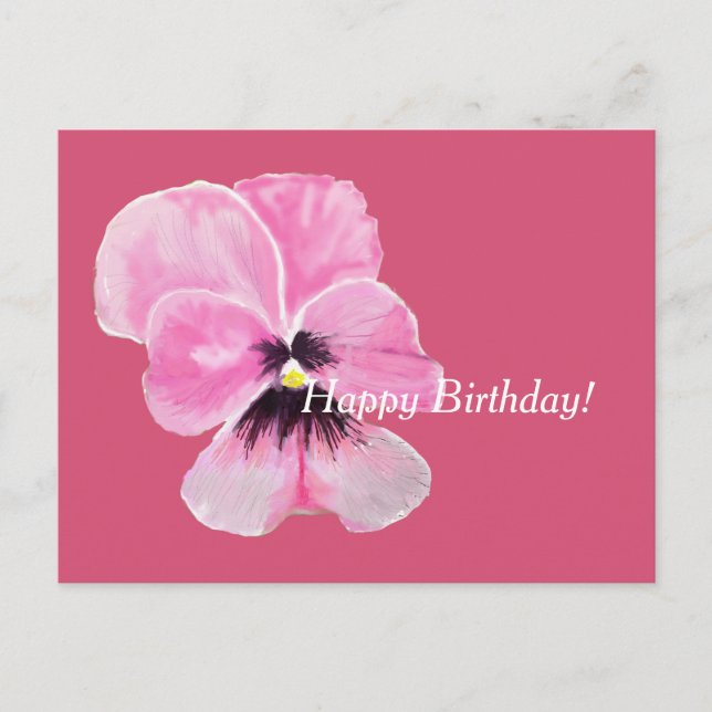 Tarjeta de cumpleaños Pink Pansy (Anverso)