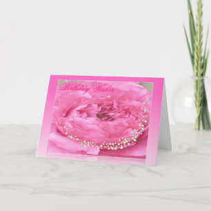 Tarjeta de cumpleaños Pink Peony y Pearls