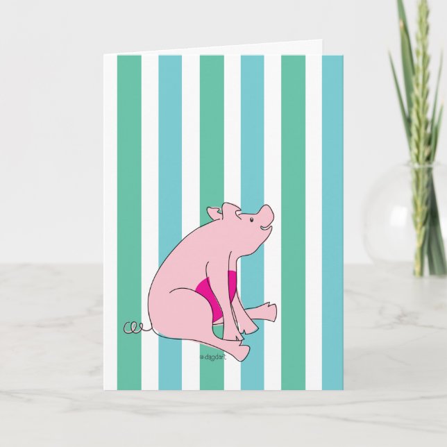 Tarjeta de cumpleaños Pink Piggy (Anverso)
