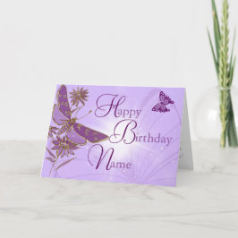 Tarjeta de cumpleaños Pink Purple Butterfly