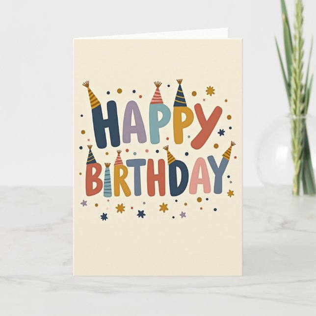 Tarjeta de cumpleaños pintada alegre (Anverso)
