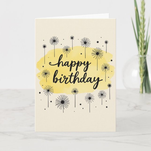 Tarjeta de cumpleaños pintada de amarillo (Anverso)