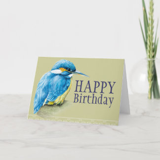 Tarjeta de cumpleaños pintada de arte de kingfishe
