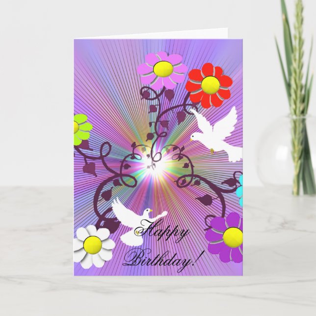Tarjeta de cumpleaños pintada de Daisys y de las (Anverso)