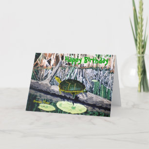 Tarjeta de cumpleaños pintada de la tortuga