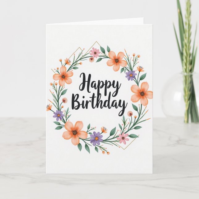 Tarjeta de cumpleaños pintada dulce (Anverso)