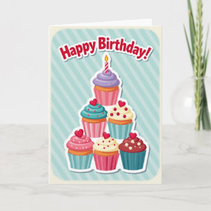 Tarjeta de cumpleaños piramidal festiva