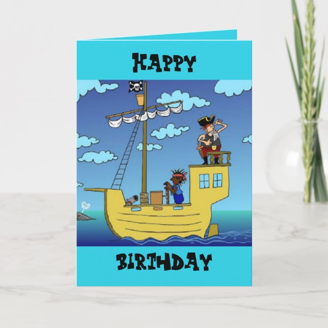 Tarjeta de cumpleaños pirata de dalDesignNZ (Anverso)