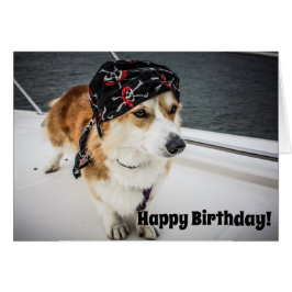 Tarjeta de cumpleaños Pirate Corgi