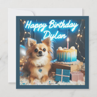 Tarjeta de cumpleaños plana Chihuahua Feliz cumple