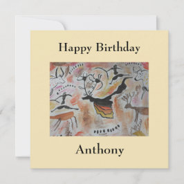 Tarjeta de cumpleaños plana con resumen de arte ru