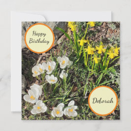 Tarjeta de cumpleaños plana Daffodils & Crocus