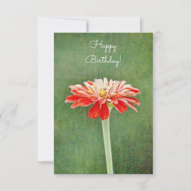 Tarjeta de cumpleaños plana de Arte de Flor Roja (Anverso)