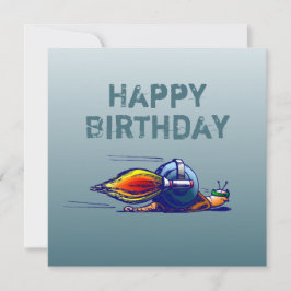 Tarjeta de cumpleaños plana de caracol cohete