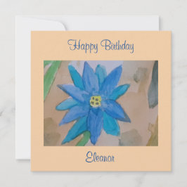 Tarjeta de cumpleaños plana de Flor Azul