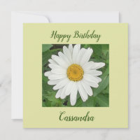 Tarjeta de cumpleaños plana de margarita blanca
