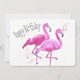 Tarjeta de cumpleaños plana Flamingo, caprichosa