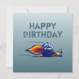 Tarjeta de cumpleaños plana Rocket Snail