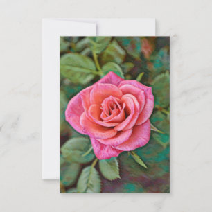 Tarjeta de cumpleaños plana rosa de flor rosa
