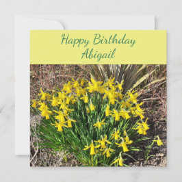 Tarjeta de cumpleaños plana Spring Yellow Daffodil