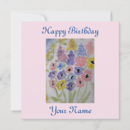 Tarjeta de cumpleaños plana Summer Wildflowers