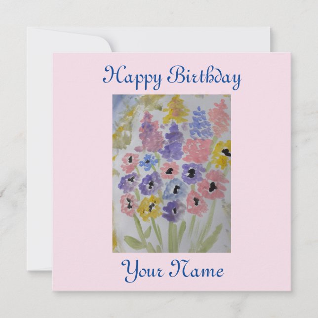 Tarjeta de cumpleaños plana Summer Wildflowers (Anverso)