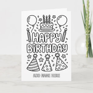 tarjeta de cumpleaños plegable para colorear DIY