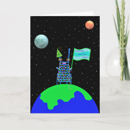 Tarjeta de cumpleaños plegada Alien diversión por 