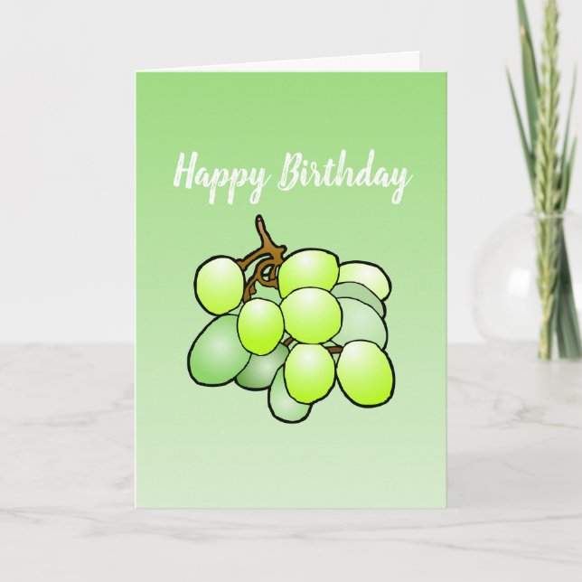 Tarjeta de cumpleaños plegada de uvas (Anverso)