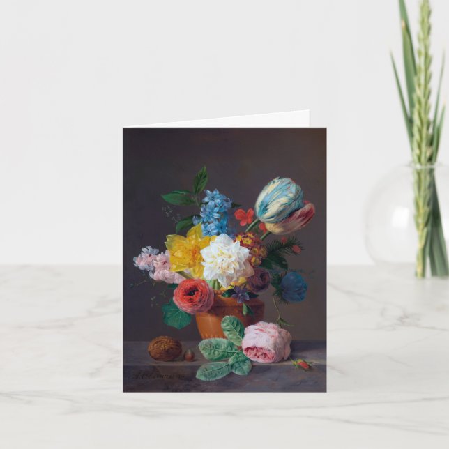 Tarjeta de cumpleaños plegada floral (Anverso)