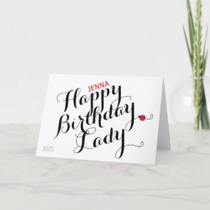 Tarjeta de cumpleaños plegada Ladybug (blanco)