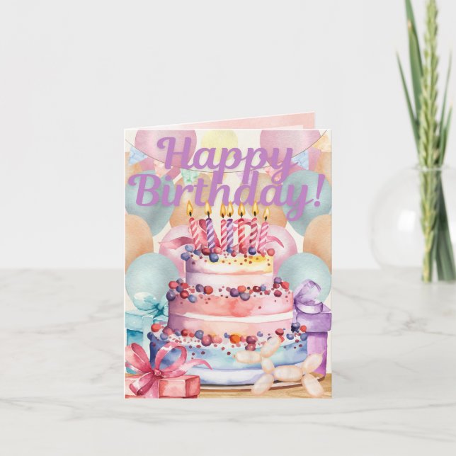 Tarjeta de cumpleaños plegada por el día de la cel (Anverso)