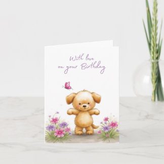 Tarjeta de cumpleaños plegada y adorable con anima
