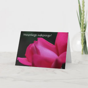 Tarjeta de cumpleaños polaca Sto Lat Red Rose