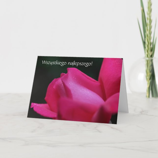 Tarjeta de cumpleaños polaca Sto Lat Red Rose (Anverso)