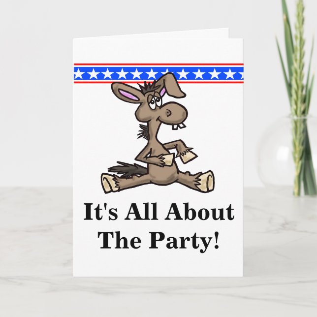 Tarjeta de cumpleaños política de burro democrátic (Anverso)