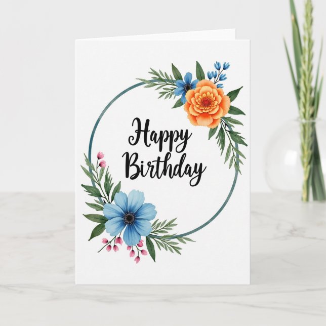 Tarjeta de cumpleaños Polka Dot Birthday Bloom (Anverso)
