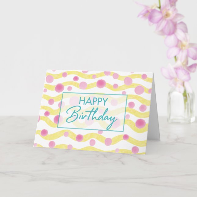 Tarjeta de cumpleaños Polka Dot Swirl (Orquídea)