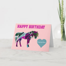 Tarjeta de cumpleaños Pony Rosa - Tarjeta de pedia