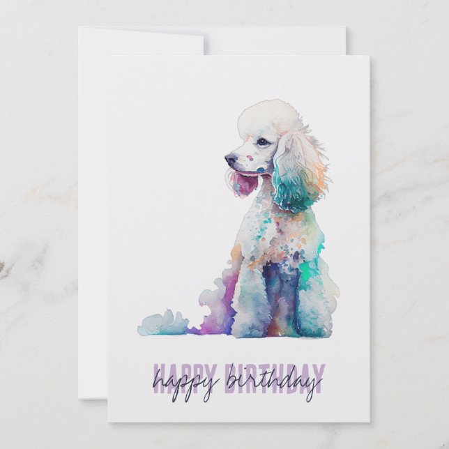Tarjeta de cumpleaños Poodle (Anverso)