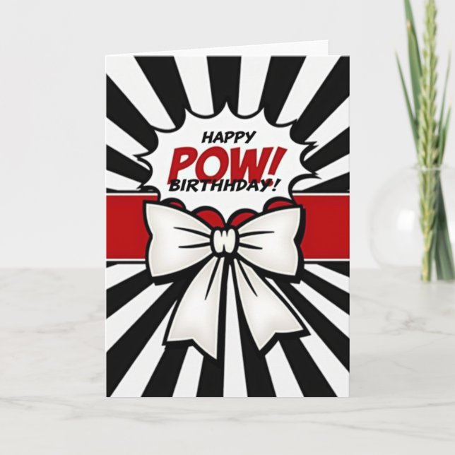 Tarjeta de cumpleaños Pop Art Burst (Anverso)