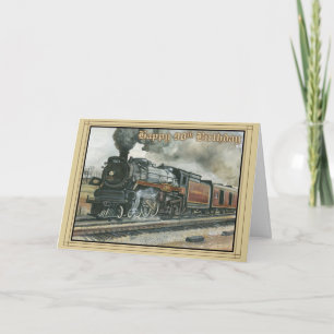 Tarjeta de cumpleaños por 90 años con tren