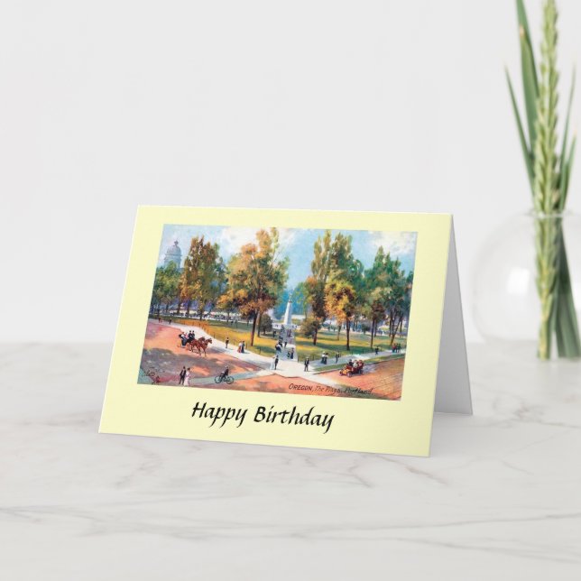Tarjeta de cumpleaños - Portland, Oregón - La Plaz (Anverso)