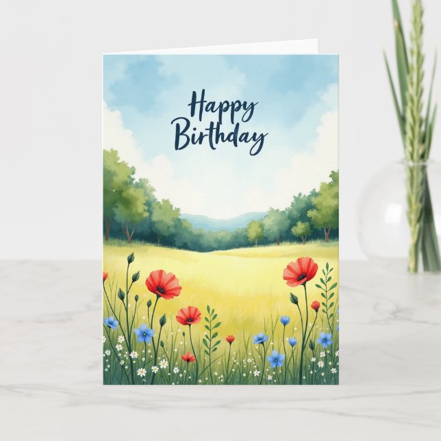 Tarjeta de cumpleaños Pradera Alegre (Anverso)
