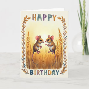 Tarjeta de cumpleaños Prado de amigos peludos