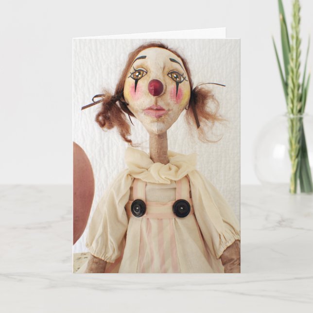 Tarjeta de cumpleaños primitiva del payaso del (Anverso)