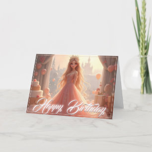 Tarjeta de cumpleaños Princesa en rosa