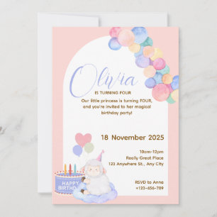 Tarjeta de cumpleaños Princesa Rosa Preciosa para 