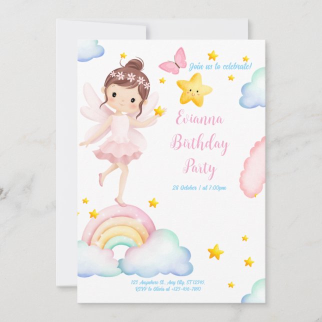 Tarjeta de cumpleaños Princess - Wings & Stars de  (Anverso)