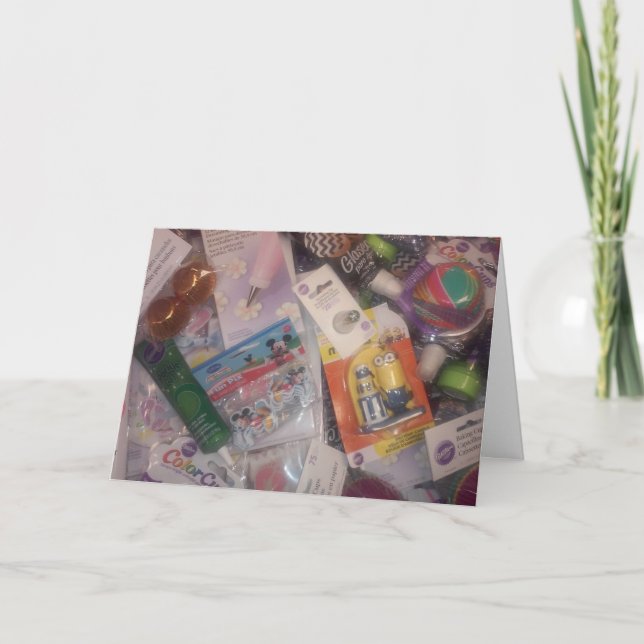 Tarjeta de cumpleaños "Productos de cumpleaños" (Anverso)
